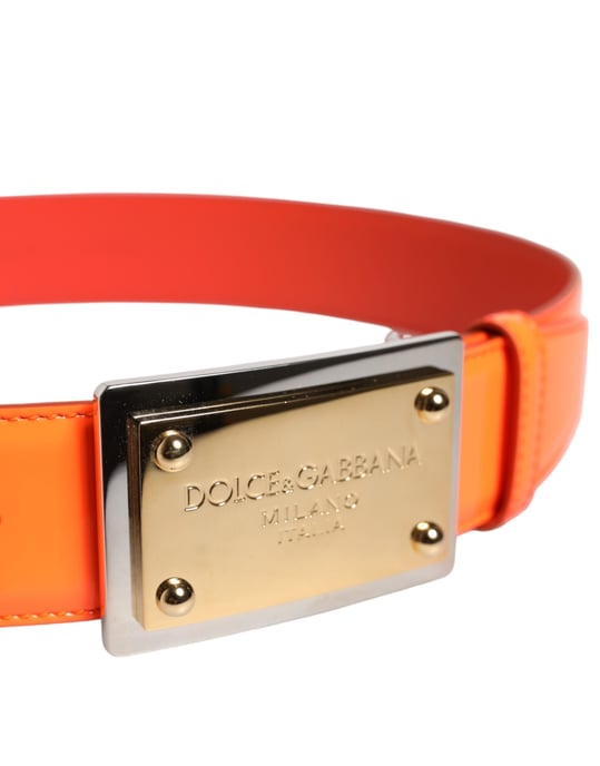 Cinturón de hebilla de metal con logo en tono dorado naranja de Dolce & Gabbana - Image 4