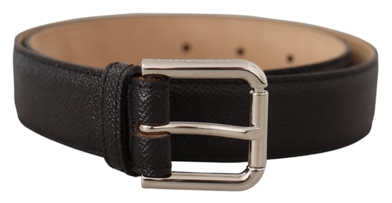 Cinturón de cuero de ternera negro Dolce & Gabbana con hebilla metálica marrón en la parte trasera - Image 1