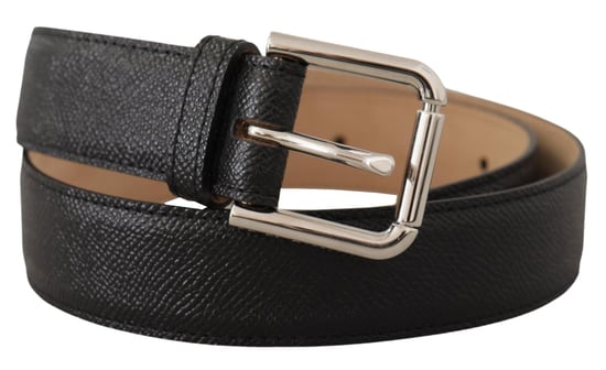 Cinturón de cuero de ternera negro Dolce & Gabbana con hebilla metálica marrón en la parte trasera - Image 3