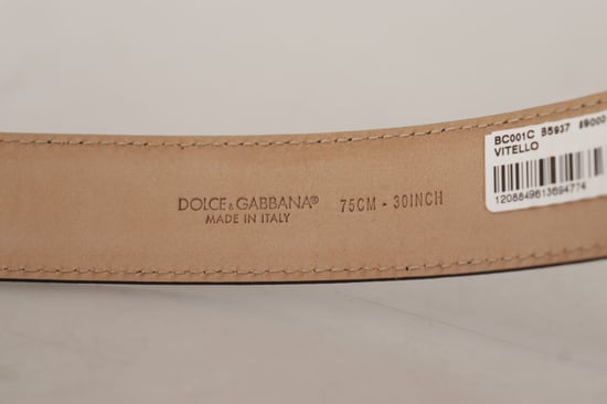 Cinturón de cuero de ternera negro Dolce & Gabbana con hebilla metálica marrón en la parte trasera - Image 4