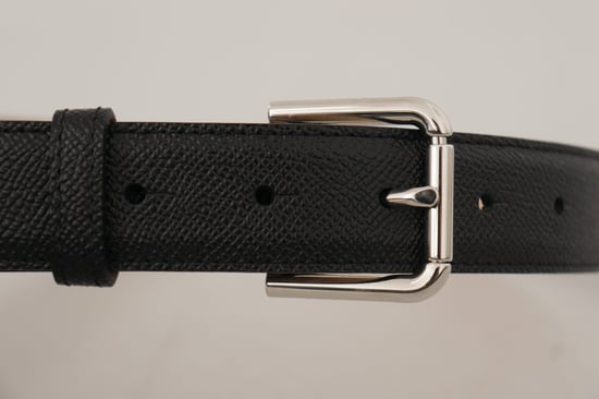 Cinturón de cuero de ternera negro Dolce & Gabbana con hebilla metálica marrón en la parte trasera - Image 5