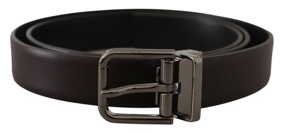 Cinturón de Cuero Púrpura Oscuro con Caja Borchia y Hebilla de Metal de Dolce & Gabbana - Image 1