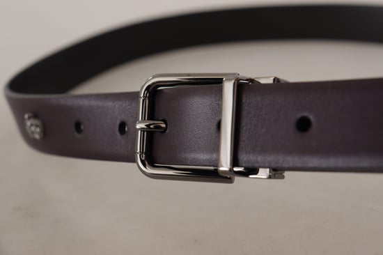 Cinturón de Cuero Púrpura Oscuro con Caja Borchia y Hebilla de Metal de Dolce & Gabbana - Image 4