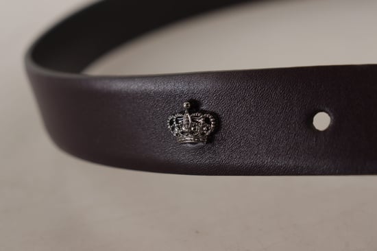 Cinturón de Cuero Púrpura Oscuro con Caja Borchia y Hebilla de Metal de Dolce & Gabbana - Image 5
