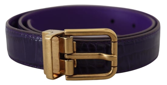 Cinturón de piel exótica púrpura con hebilla de metal dorado de Dolce & Gabbana - Image 1
