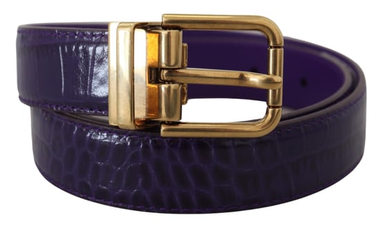 Cinturón de piel exótica púrpura con hebilla de metal dorado de Dolce & Gabbana - Image 3