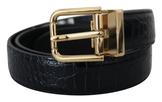 Cinturón de cuero exótico negro Dolce & Gabbana con hebilla de metal dorado - Image 1