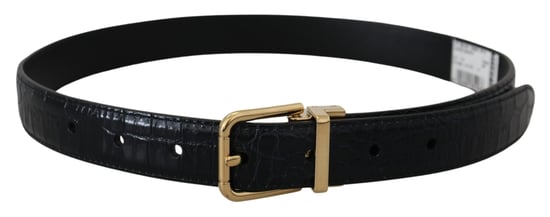 Cinturón de cuero exótico negro Dolce & Gabbana con hebilla de metal dorado - Image 3
