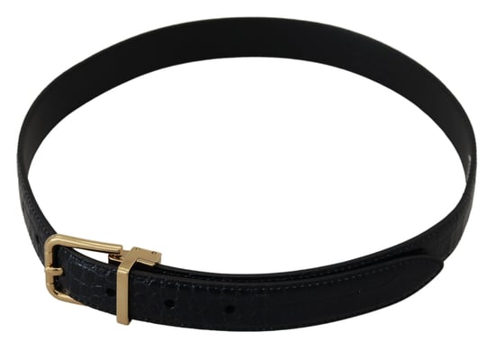 Cinturón de cuero exótico negro Dolce & Gabbana con hebilla de metal dorado - Image 4