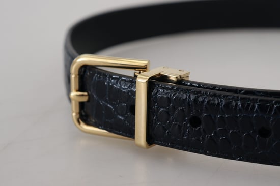 Cinturón de cuero exótico negro Dolce & Gabbana con hebilla de metal dorado - Image 5