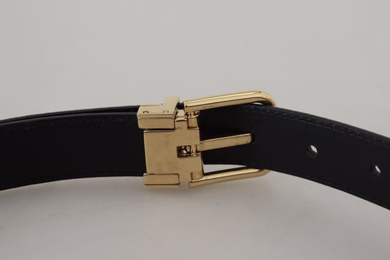 Cinturón de cuero exótico negro Dolce & Gabbana con hebilla de metal dorado - Image 6
