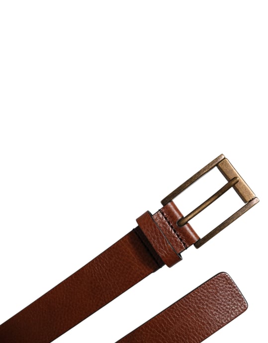 Cinturón Clásico de Hebilla Metálica en Cuero de Terciopelo Marrón de Dolce & Gabbana - Image 6