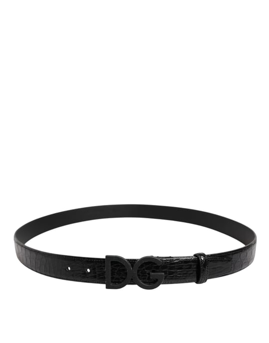 Cinturón Clásico de Cuero Negro con Hebilla Metálica DG de Dolce & Gabbana - Image 3