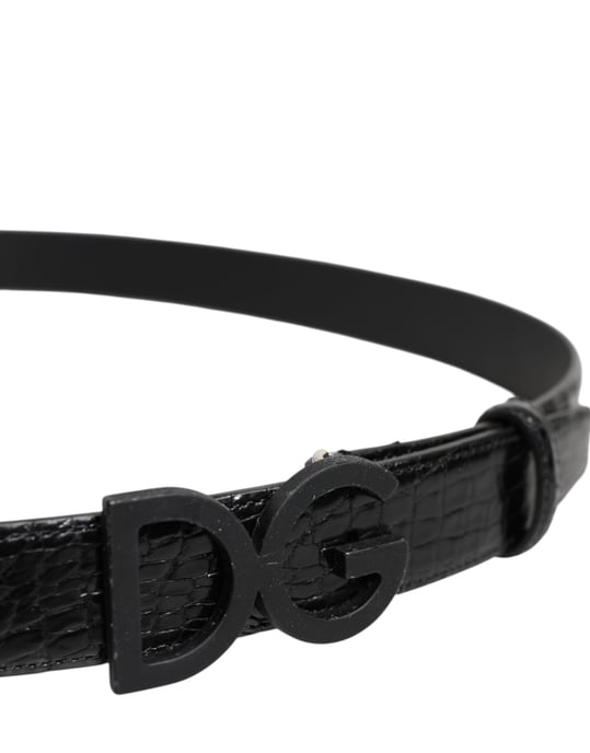 Cinturón Clásico de Cuero Negro con Hebilla Metálica DG de Dolce & Gabbana - Image 4