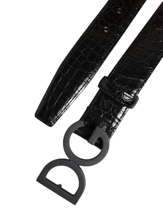 Cinturón Clásico de Cuero Negro con Hebilla Metálica DG de Dolce & Gabbana - Image 6