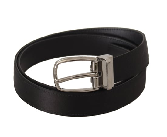 Cinturón de Cuero de Ternera Negro con Hebilla de Metal de Logo Plateado de Dolce & Gabbana - Image 2