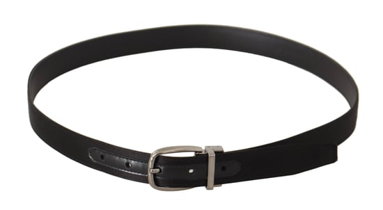 Cinturón de Cuero de Ternera Negro con Hebilla de Metal de Logo Plateado de Dolce & Gabbana - Image 3