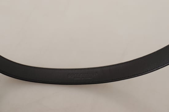 Cinturón de Cuero de Ternera Negro con Hebilla de Metal de Logo Plateado de Dolce & Gabbana - Image 5