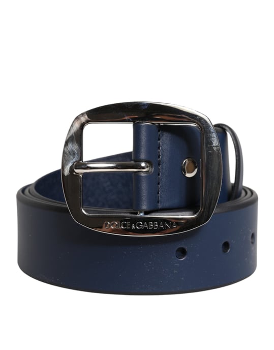 Cinturón Clásico de Cuero de Ternera Azul con Hebilla Metálica de Dolce & Gabbana - Image 2