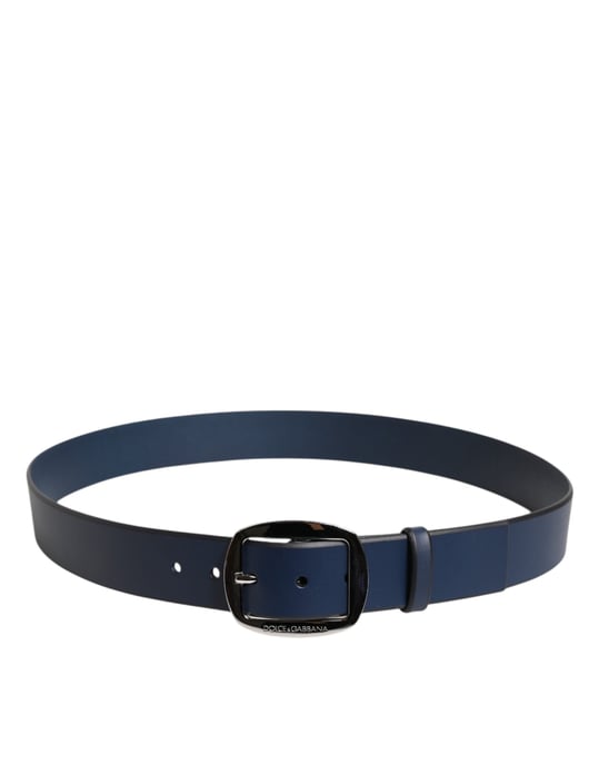 Cinturón Clásico de Cuero de Ternera Azul con Hebilla Metálica de Dolce & Gabbana - Image 3