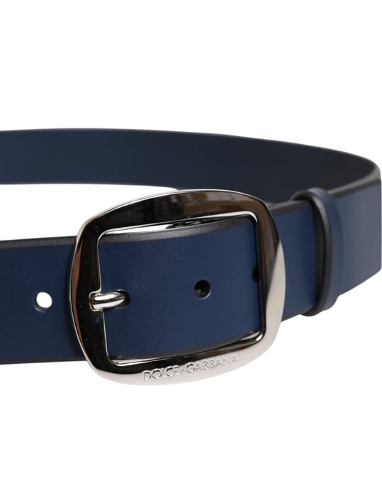 Cinturón Clásico de Cuero de Ternera Azul con Hebilla Metálica de Dolce & Gabbana - Image 4