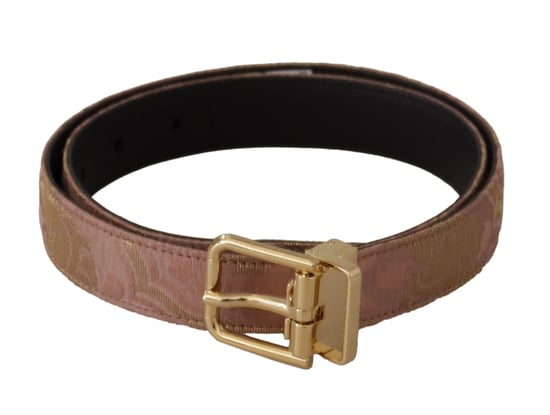 Cinturón de cuero rosa dorado con hebilla de metal grabada con logo de Dolce & Gabbana - Image 1