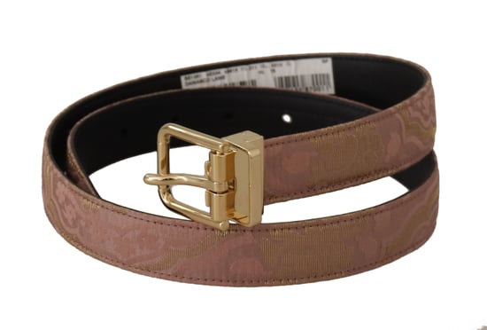 Cinturón de cuero rosa dorado con hebilla de metal grabada con logo de Dolce & Gabbana - Image 2