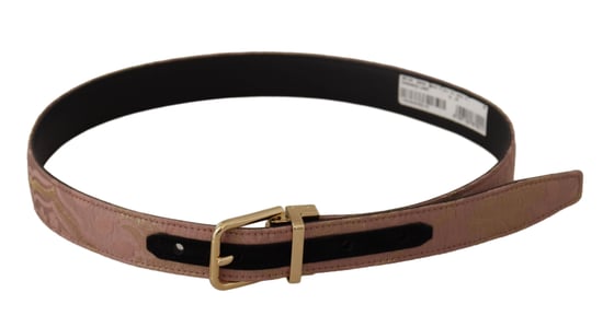 Cinturón de cuero rosa dorado con hebilla de metal grabada con logo de Dolce & Gabbana - Image 3