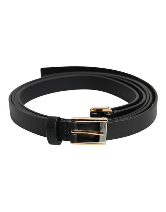Cinturón Clásico Negro de Metal con Logo en Oro de Dolce & Gabbana - Image 2