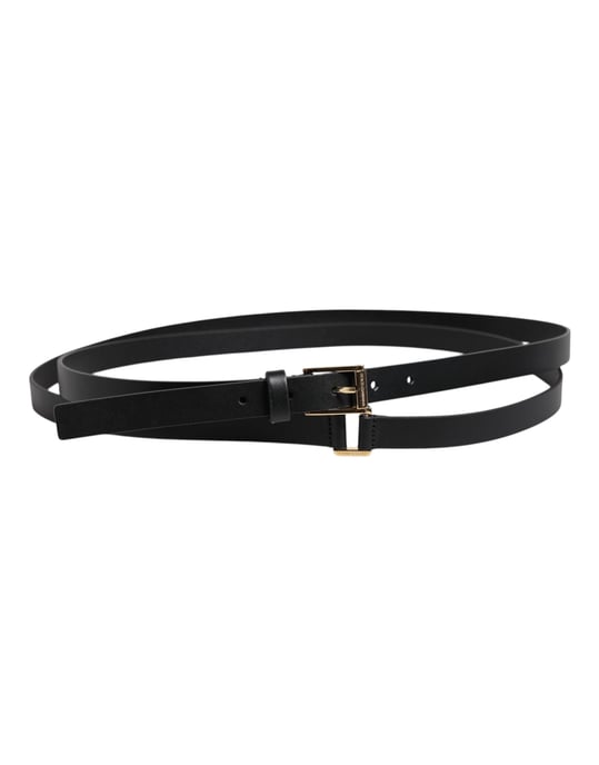 Cinturón Clásico Negro de Metal con Logo en Oro de Dolce & Gabbana - Image 3
