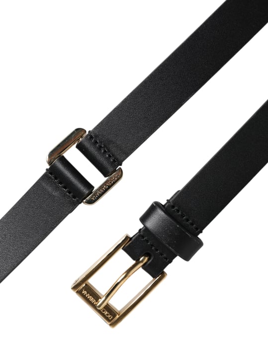 Cinturón Clásico Negro de Metal con Logo en Oro de Dolce & Gabbana - Image 6