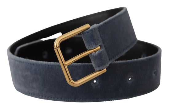 Cinturón de hebilla de metal dorado con logo en terciopelo azul marino de Dolce & Gabbana - Image 2