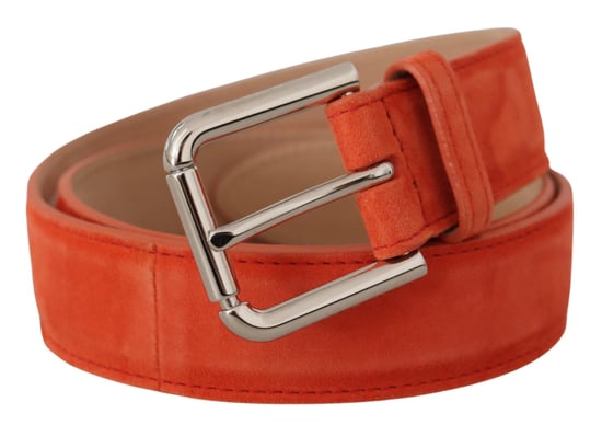 Cinturón de Cuero Naranja de Ante con Hebilla de Metal y Logo Plateado de Dolce & Gabbana - Image 2
