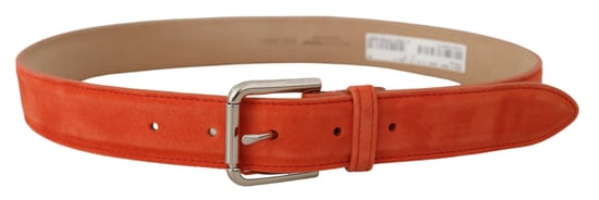 Cinturón de Cuero Naranja de Ante con Hebilla de Metal y Logo Plateado de Dolce & Gabbana - Image 3