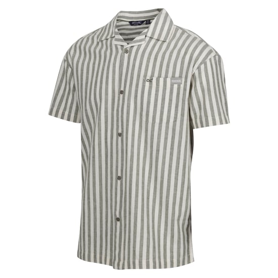 Regatta Mens Shorebay II Stripe Short-Sleeved Shirt (Fauna/Antique White) - Image 3