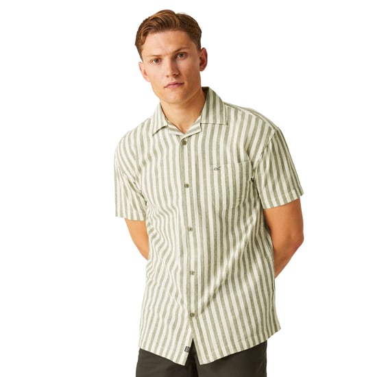 Regatta Mens Shorebay II Stripe Short-Sleeved Shirt (Fauna/Antique White) - Image 4