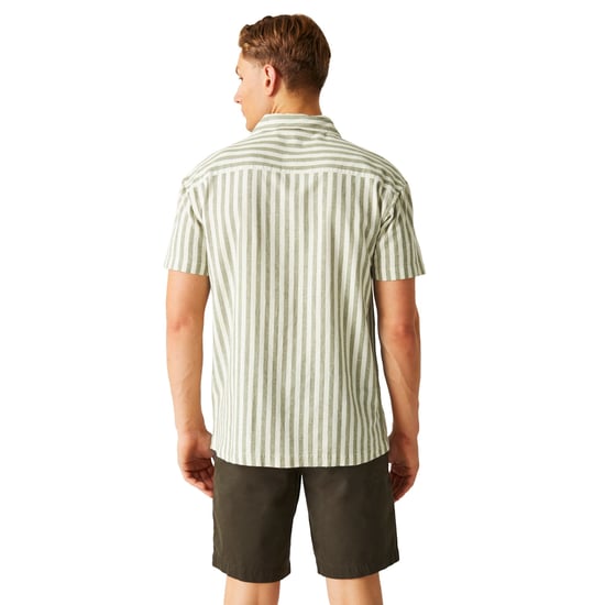 Regatta Mens Shorebay II Stripe Short-Sleeved Shirt (Fauna/Antique White) - Image 5