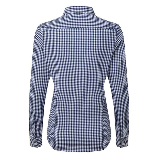 Premier Womens/Ladies Maxton Checked Long-Sleeved Shirt (Navy/White) - Image 2