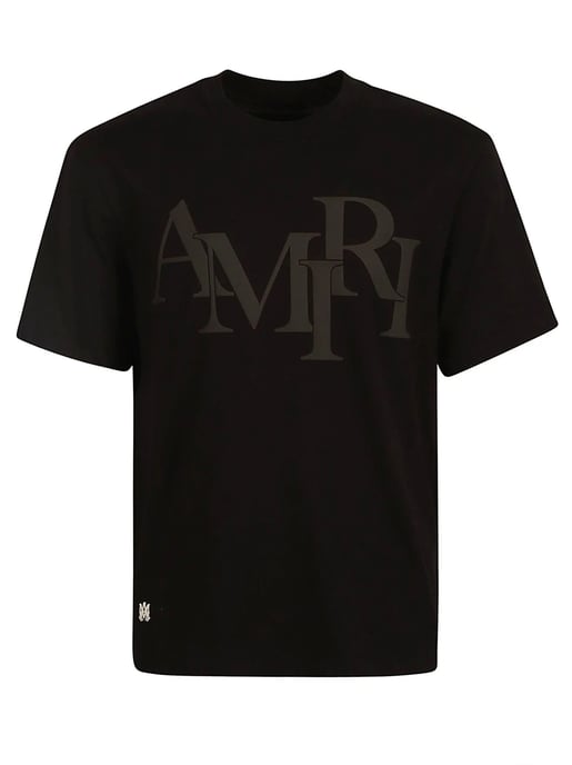 Camiseta Amiri Negra con Logotipo Escalonado en Negro - Image 2