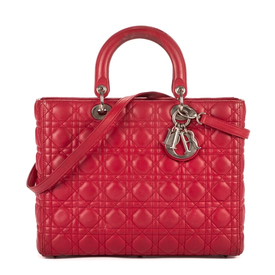 Christian Dior Lady Dior Large en Red Cuero de ternero - Image 1