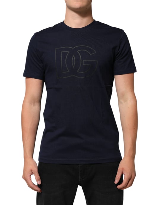 Camisa de algodón azul oscuro con estampado del logo DG para hombre de Dolce & Gabbana - Image 2