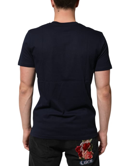 Camisa de algodón azul oscuro con estampado del logo DG para hombre de Dolce & Gabbana - Image 4