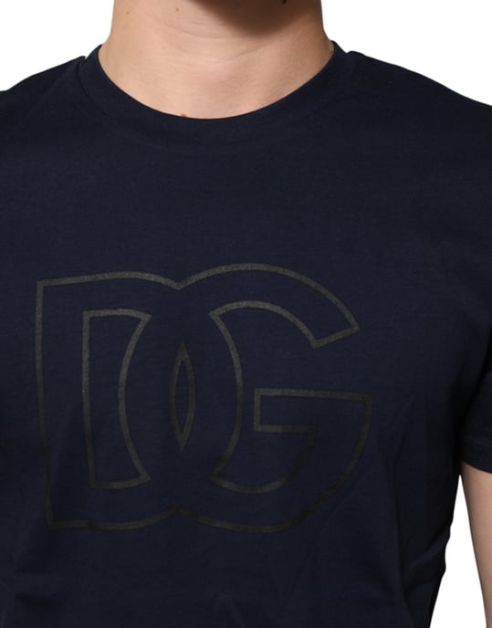Camisa de algodón azul oscuro con estampado del logo DG para hombre de Dolce & Gabbana - Image 5