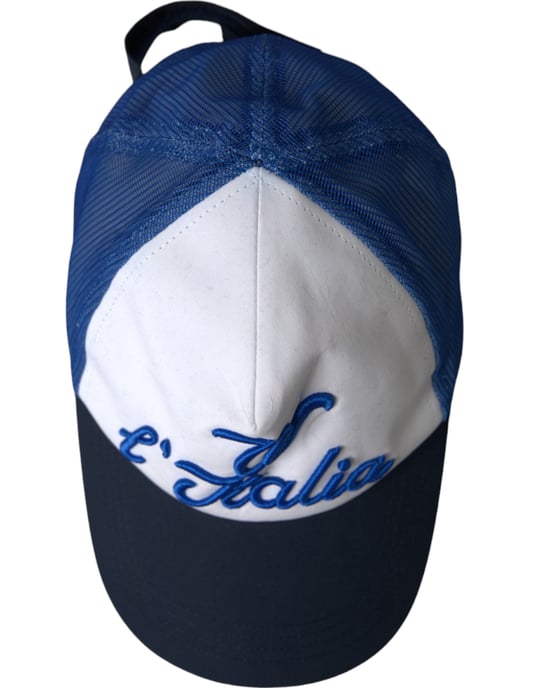 Gorra de béisbol de malla Dolce & Gabbana Italia en azul, blanco y negro - Image 5