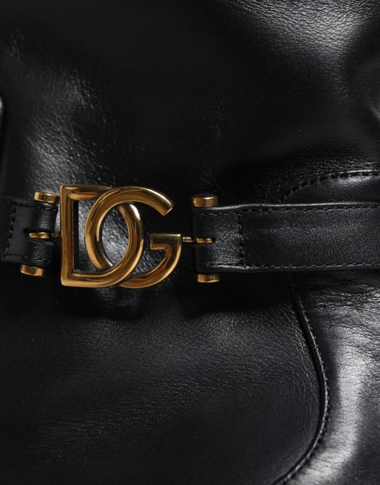 Botas de Cuero Negras con Logo de Dolce & Gabbana a Media Pantorrilla - Image 6