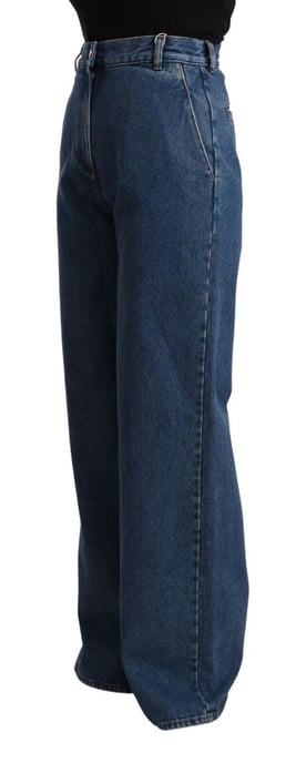 Jeans de mezclilla azul de algodón de cintura alta y pierna ancha de corte bota GCDS - Image 2