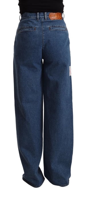 Jeans de mezclilla azul de algodón de cintura alta y pierna ancha de corte bota GCDS - Image 3