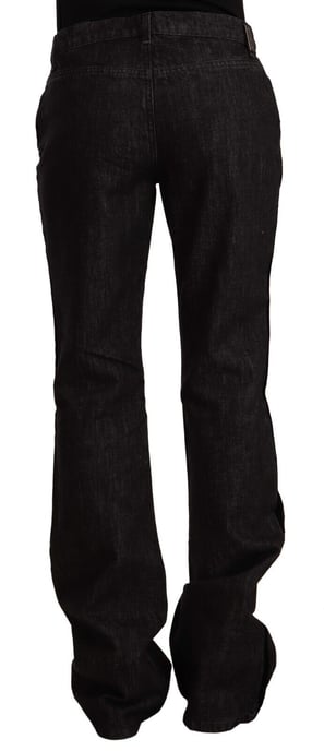 Jeans de mezclilla negro de cintura media con corte recto y de bota GF Ferre - Image 3