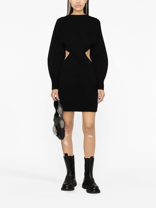 Vestido de mezcla de lana negra - Image 1