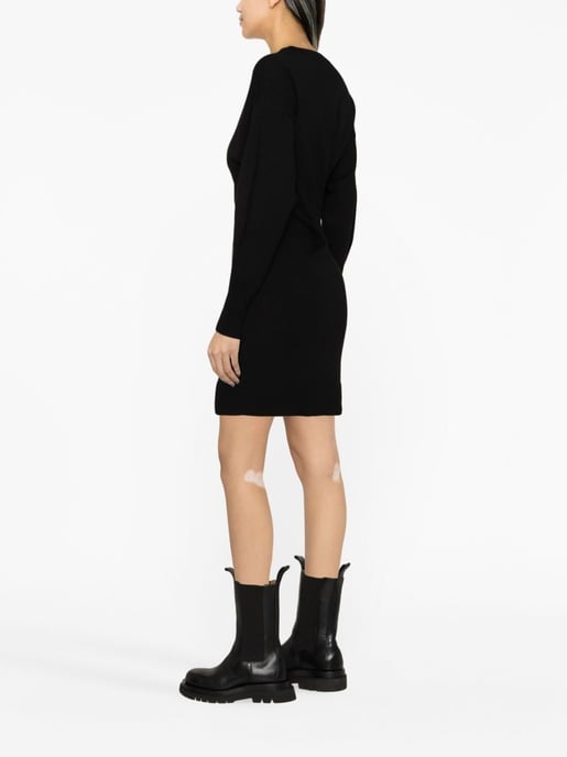 Vestido de mezcla de lana negra - Image 2